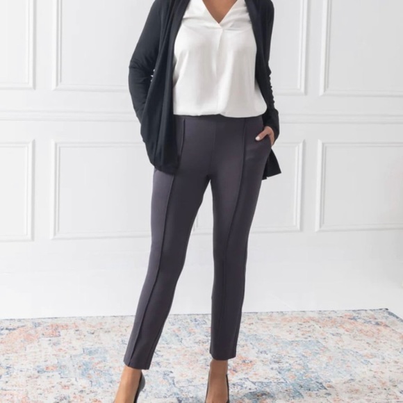 BLUFFWORKS Petaluma Ponte Pintuck Pants in Charcoal Grey - Picture 1 of 16